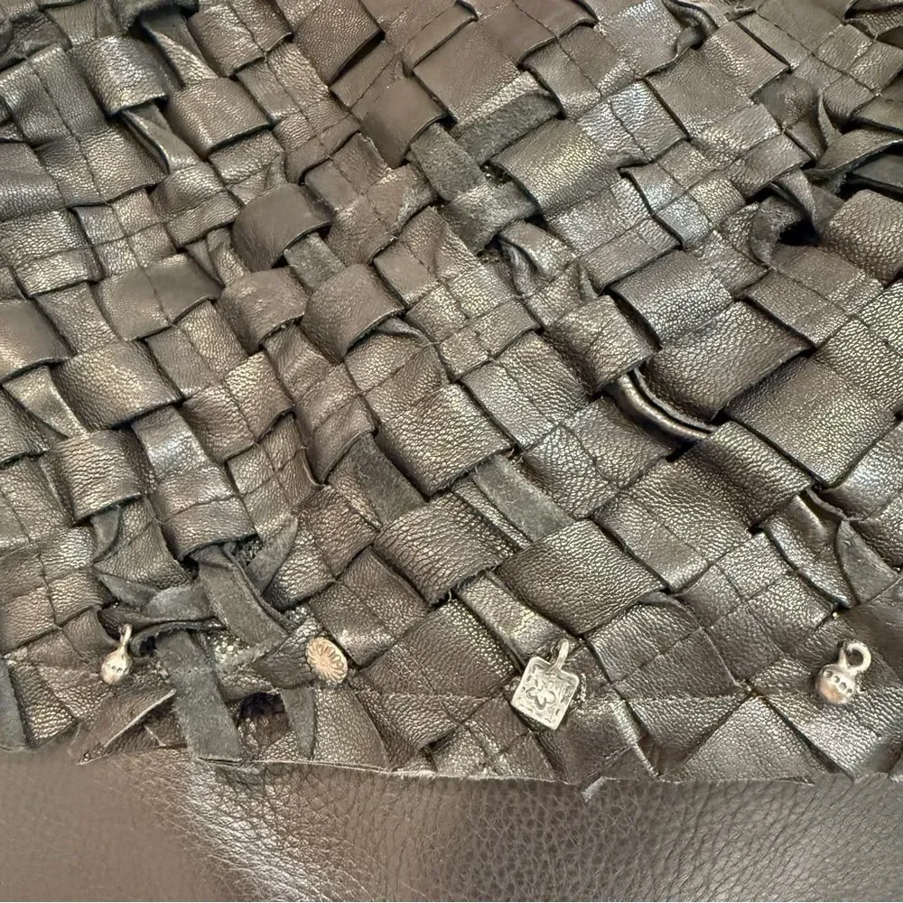 Henry Beguelin Black Pebbled/Woven Shoulder Bag